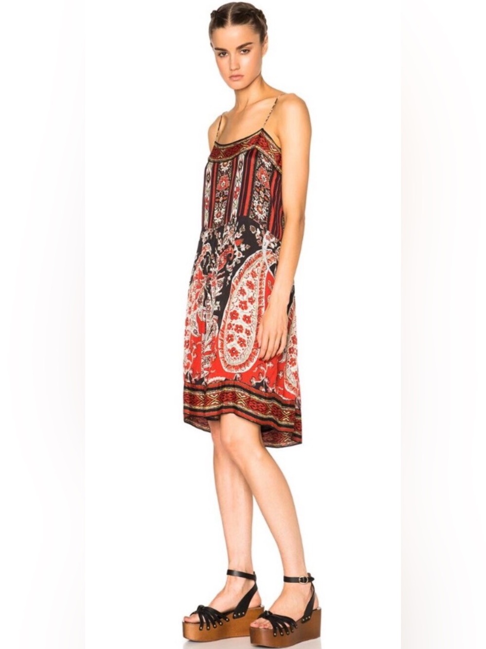 Isabel Marant Étoile Trani Paisley Print Red Dress Black Bohemian 0